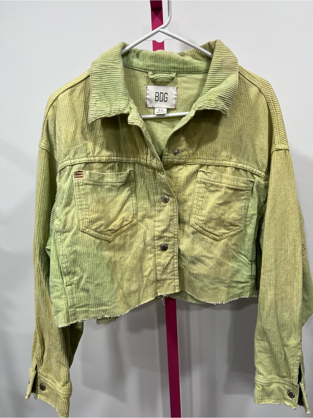 BDG Washed Light Yellow/Green Cropped Corduroy Jacket oversized S